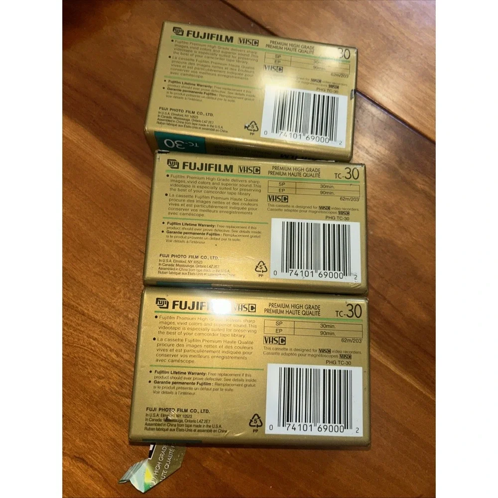 3 lot- FUGIFILM VHS‎ C PRO - TC 30 Tapes New Sealed Camcorder Tapes
